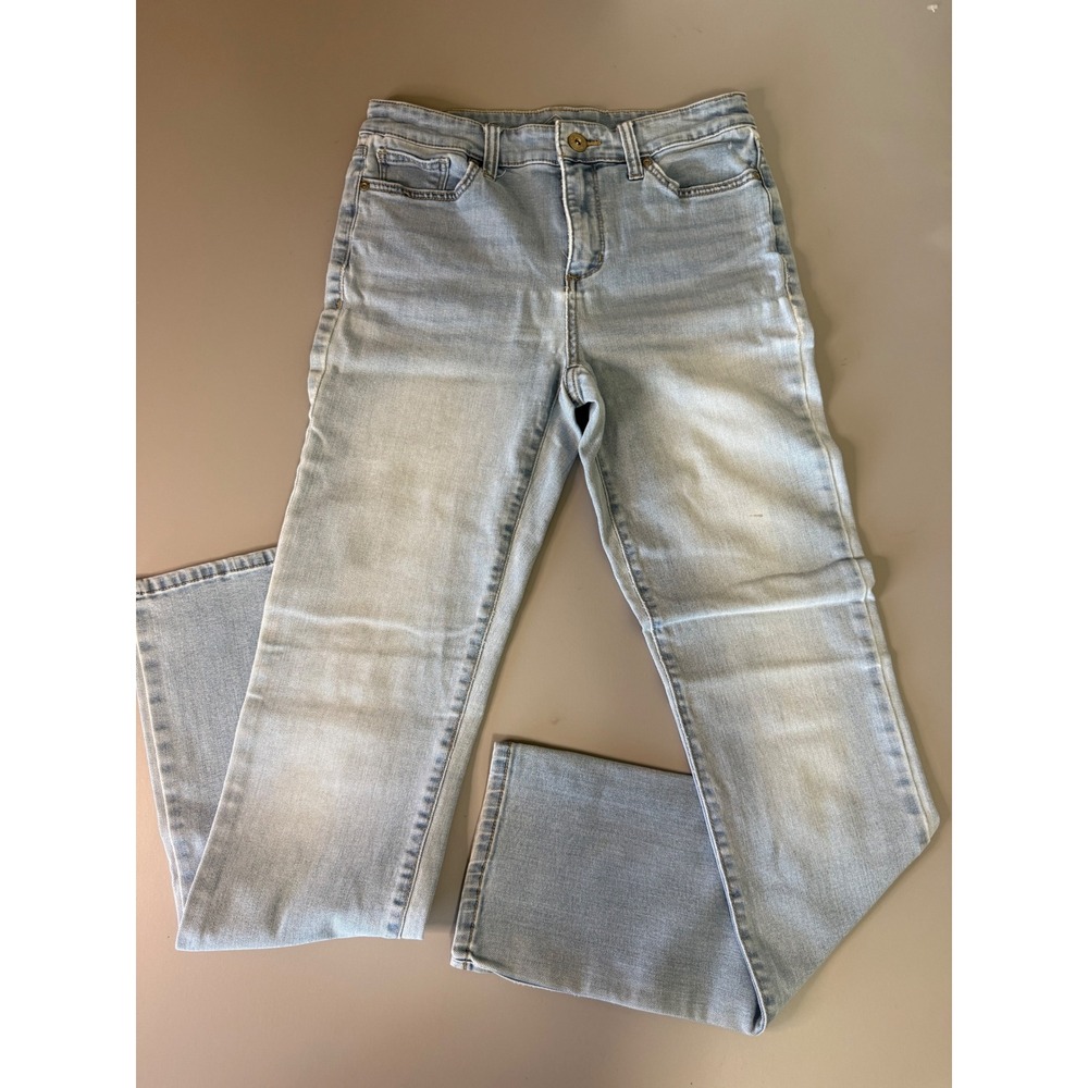 St. Johns Bay Straight Leg Jeans Blue Light Wash Stretch Denim Womens Size 4T